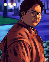 A screencap redraw of Guillermo [What We Do in the Shadows, 2022]