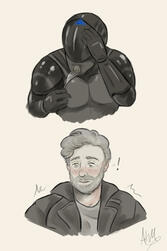 Ed sees a part of Cal's face for the first time [Unnamed space opera WIP, 2021]